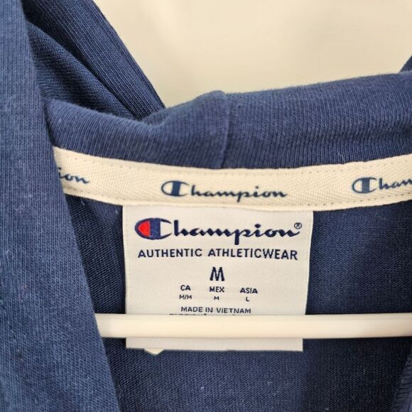 Champion Navy Blue Hoodie medium oversized comfy sweater sweatshirt - Picture 3 of 3